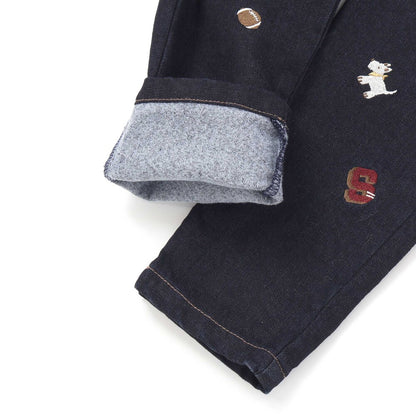 日本童裝  SLAP SLIP 刺繡薄抓毛長褲 80-130cm 男童款 冬季 PANTS