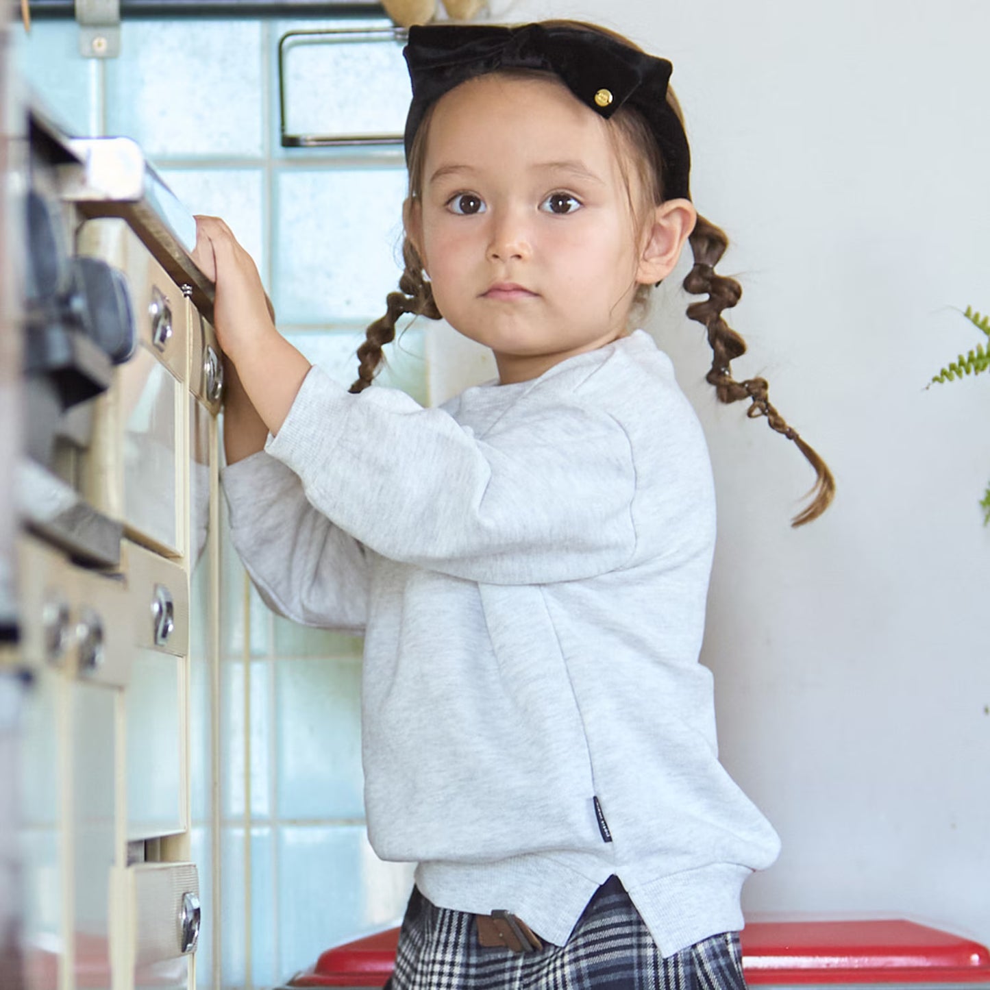 日本童裝 pe#main 印花衛衣 80-130cm 女童款 冬季 TOPS 聖誕紅/新年紅