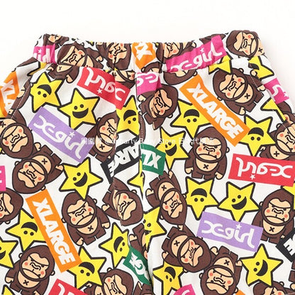 Japanese children's clothing X-girl Stages gorilla print shorts 80-140cm girls summer PANTS 