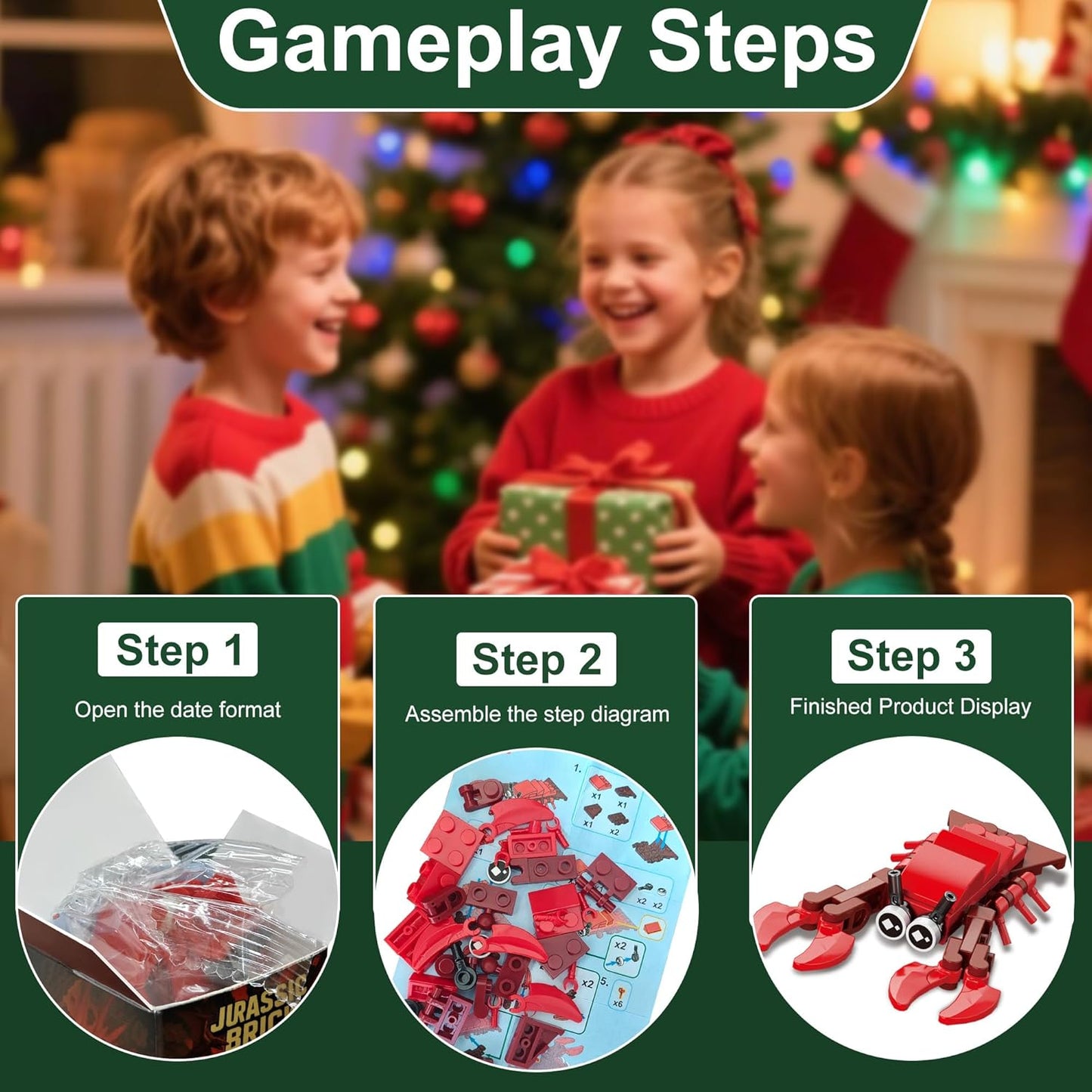 英美直送 Dinosaur Toy Kit Building Blocks 聖誕倒數日曆 兒童款 聖誕快樂特輯 聖誕倒數日曆A 不參與$900免運 滿$900可加$25免運 Christmas Advent Calendars 2025