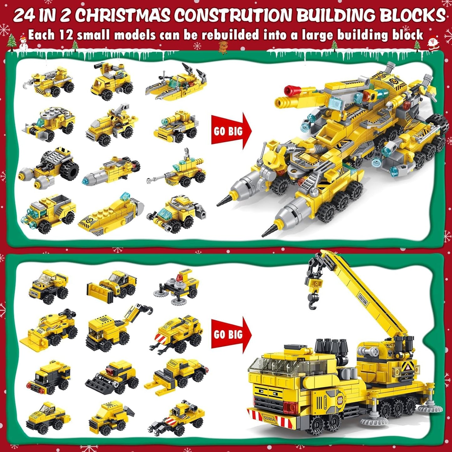 英美直送 STEM Construction Vehicles Building Blocks 聖誕倒數日曆 兒童款 聖誕快樂特輯 聖誕倒數日曆A 不參與$900免運 滿$900可加$25免運 Christmas Advent Calendars 2025