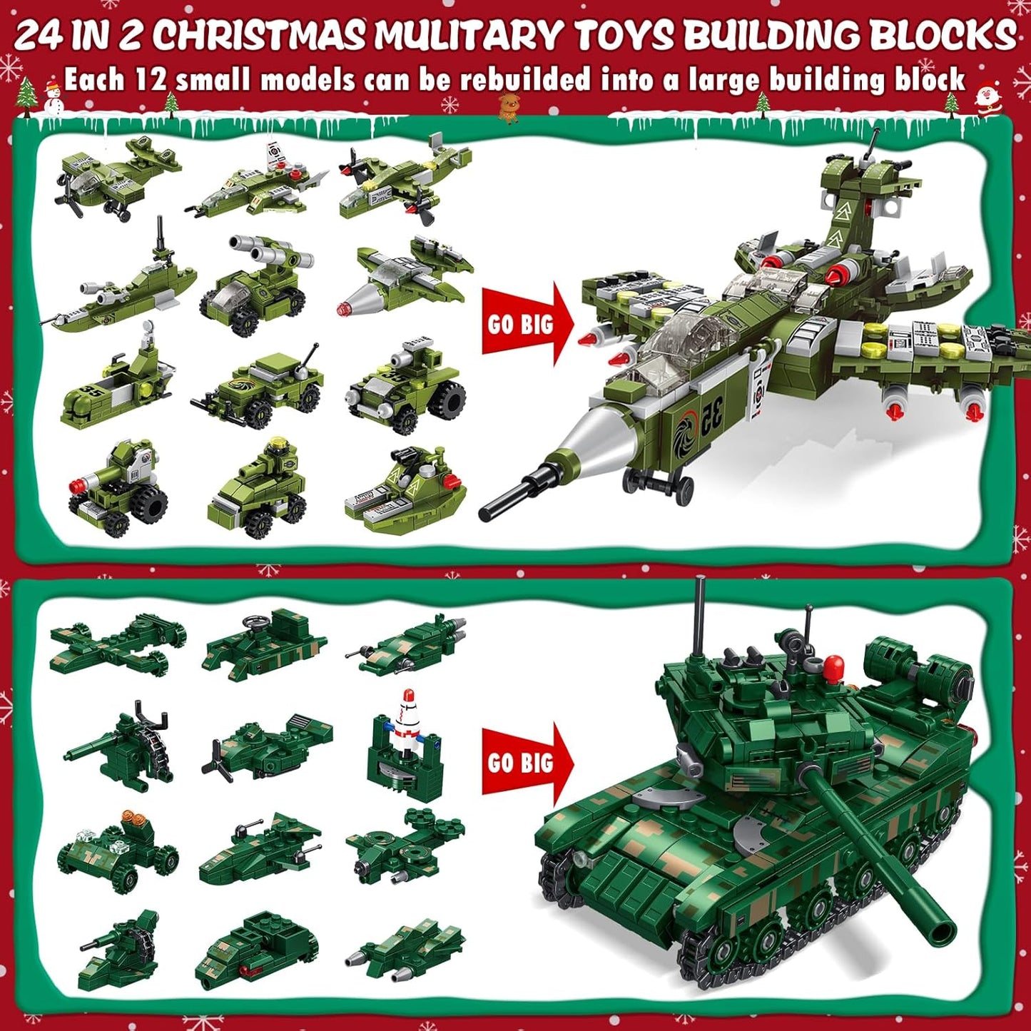 英美直送 STEM Military Toys Building Blocks 聖誕倒數日曆 兒童款 聖誕快樂特輯 聖誕倒數日曆A 不參與$900免運 滿$900可加$25免運 Christmas Advent Calendars 2025