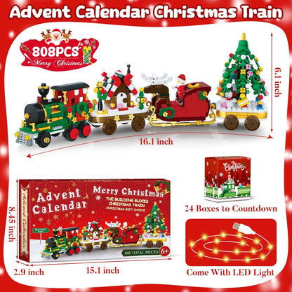 英美直送 LED Christmas Train Building Blocks Set 聖誕倒數日曆 大人款/兒童款 聖誕快樂特輯 聖誕倒數日曆A 不參與$900免運 滿$900可加$25免運 Christmas Advent Calendars 2025