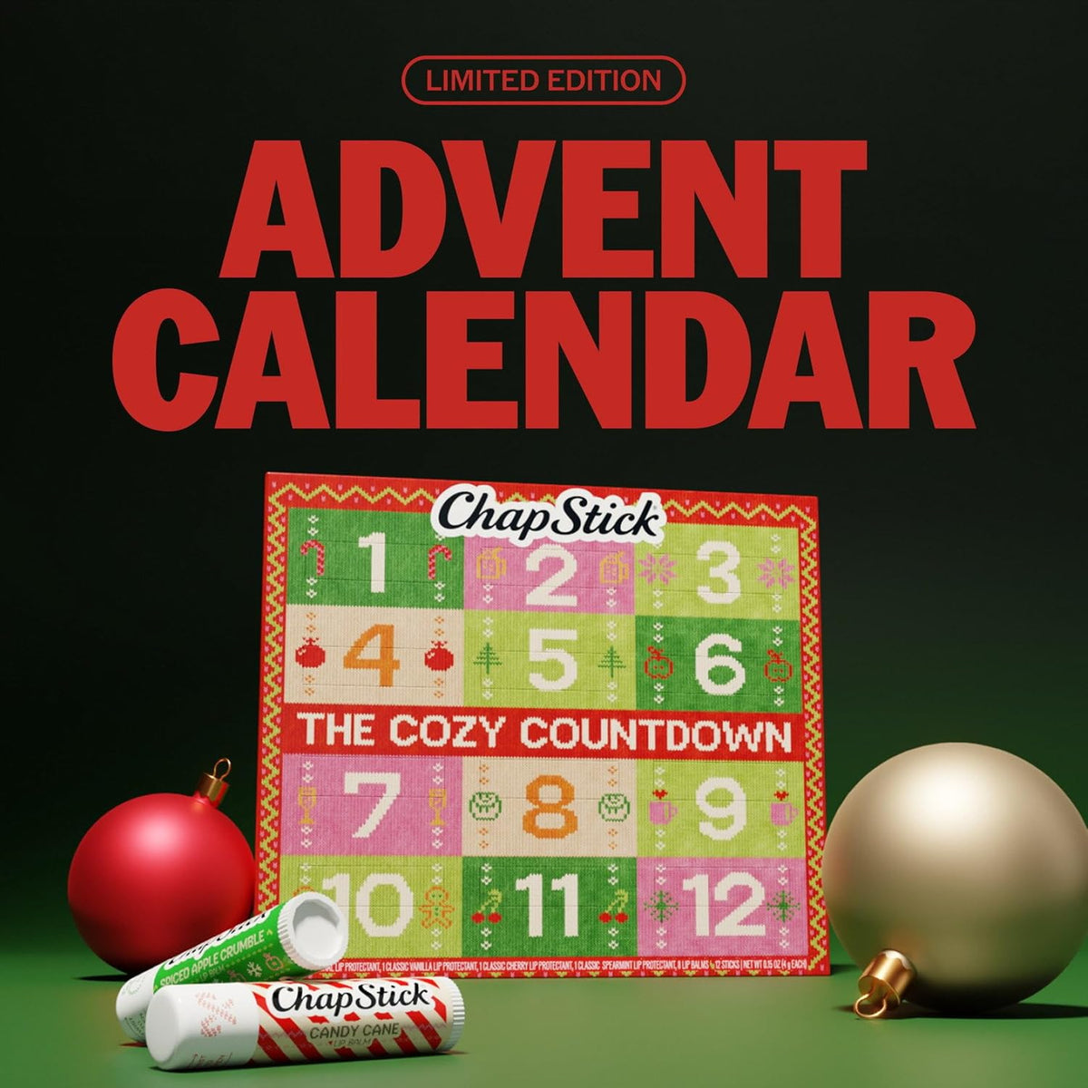 日英美直送 ChapStick Flavored Lip Balm Set 12 Day Advent Calendar 聖誕倒數日曆 大人款 聖誕快樂特輯 不參與$900免運 滿$900可加$25免運到順豐站/智能櫃 Christmas Advent Calendars 2026