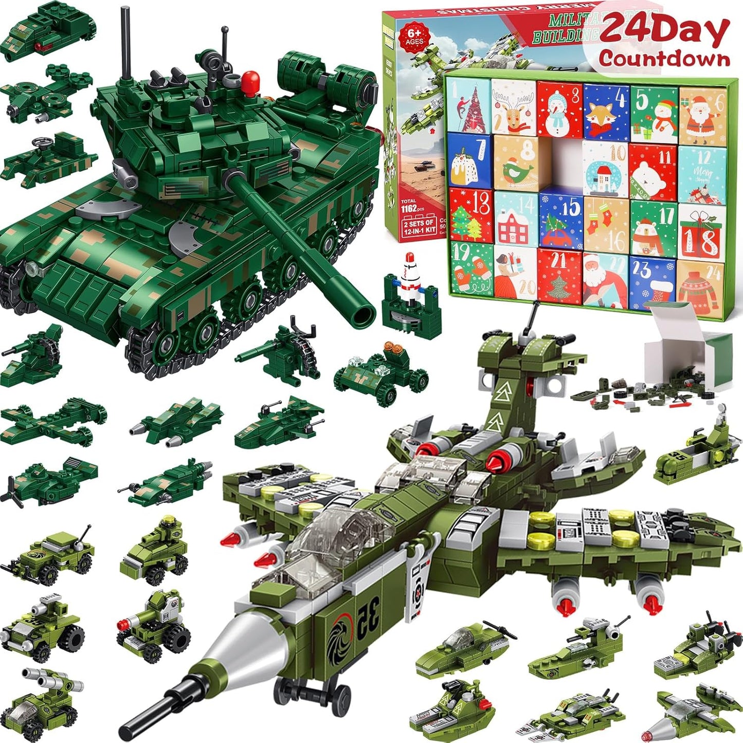 英美直送 STEM Military Toys Building Blocks 聖誕倒數日曆 兒童款 聖誕快樂特輯 聖誕倒數日曆A 不參與$900免運 滿$900可加$25免運 Christmas Advent Calendars 2025