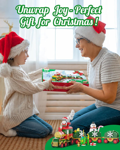 英美直送 LED Light Christmas Train Building Blocks Set 聖誕倒數日曆 兒童款 聖誕快樂特輯 聖誕倒數日曆A 不參與$900免運 滿$900可加$25免運 Christmas Advent Calendars 2025