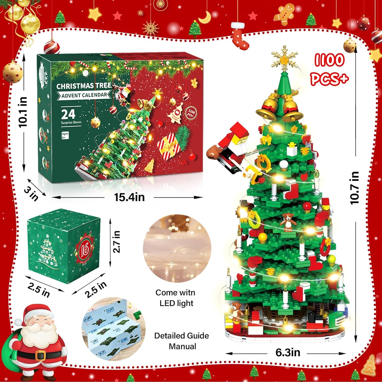 英美直送 LED Christmas Tree Building Blocks Set 聖誕倒數日曆 大人款/兒童款 聖誕快樂特輯 聖誕倒數日曆A 不參與$900免運 滿$900可加$25免運 Christmas Advent Calendars 2025