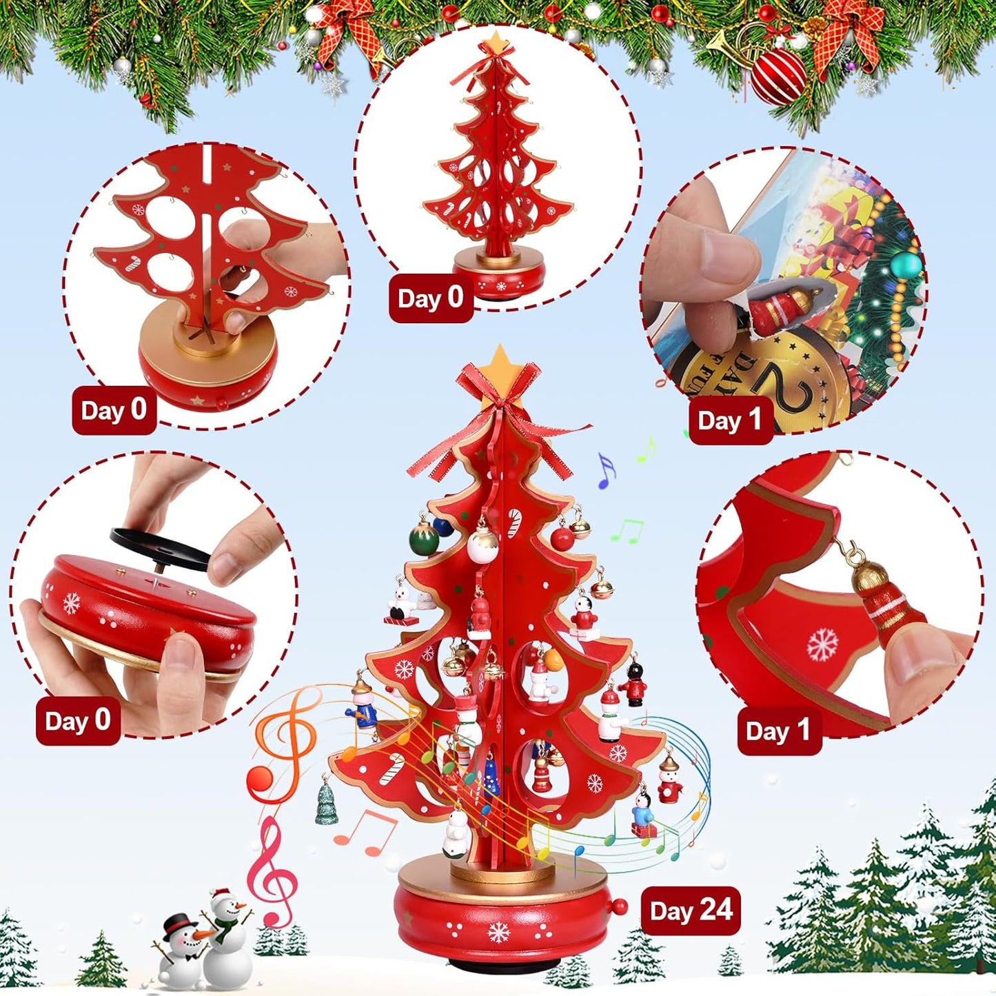 英美直送 Musical Wooden Christmas Tree 聖誕倒數日曆 大人款 聖誕快樂特輯 聖誕倒數日曆A 不參與$900免運 滿$900可加$25免運 Christmas Advent Calendars 2025