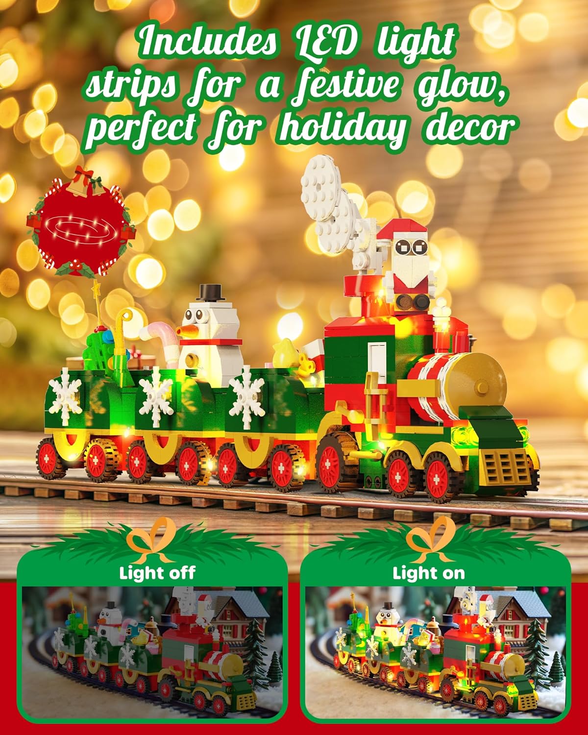英美直送 LED Light Christmas Train Building Blocks Set 聖誕倒數日曆 兒童款 聖誕快樂特輯 聖誕倒數日曆A 不參與$900免運 滿$900可加$25免運 Christmas Advent Calendars 2025