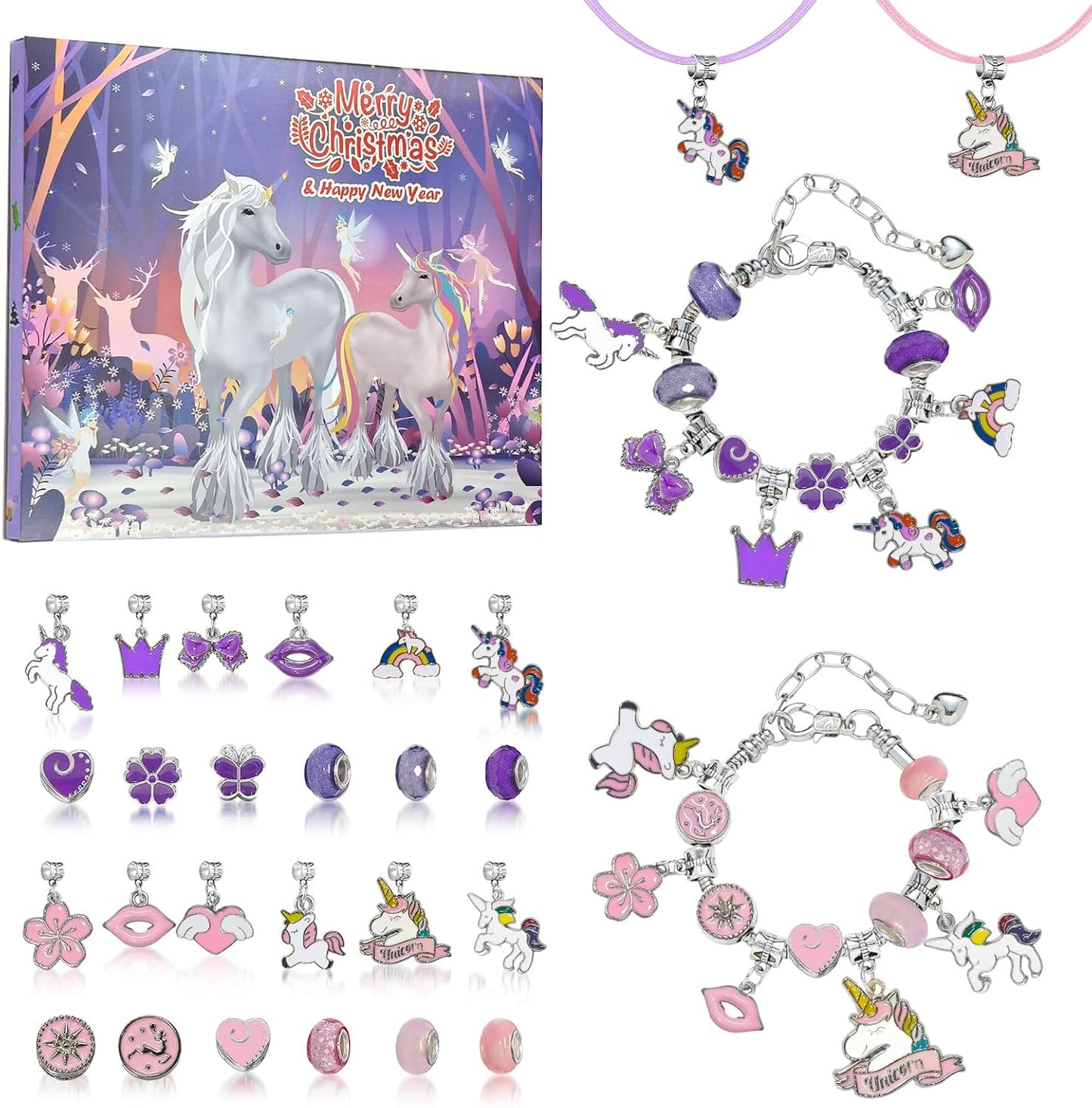 英美直送 DIY Charm Bracelets & Necklaces Kits 聖誕倒數日曆 兒童款 聖誕快樂特輯 聖誕倒數日曆A 不參與$900免運 滿$900可加$25免運 Christmas Advent Calendars 2025
