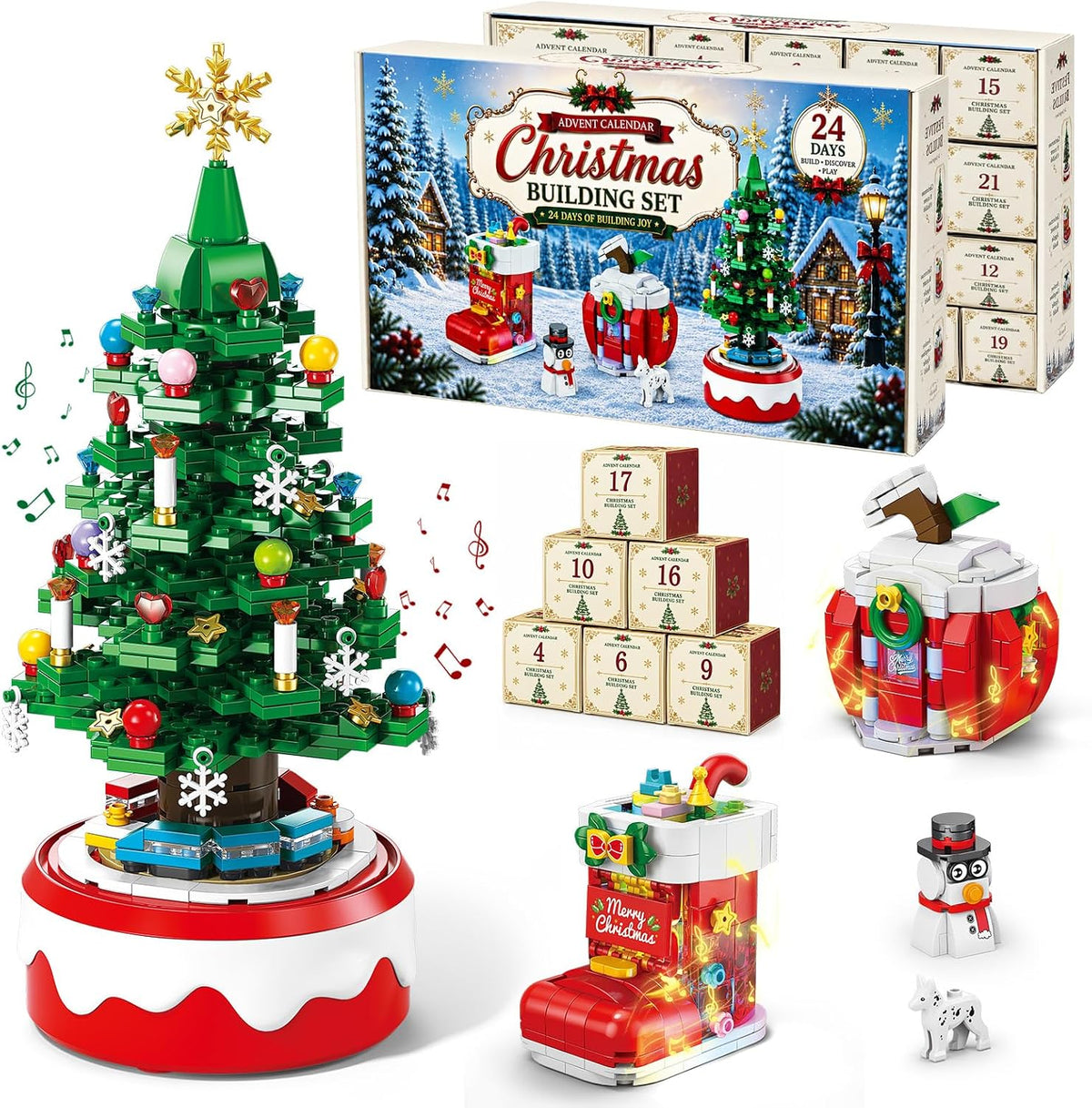 日英美直送 LED and Music Christmas Tree Building Blocks Advent Calendar 聖誕倒數日曆 大人款/兒童款 聖誕快樂特輯 不參與$900免運 滿$900可加$25免運到順豐站/智能櫃 Christmas Advent Calendars 2026