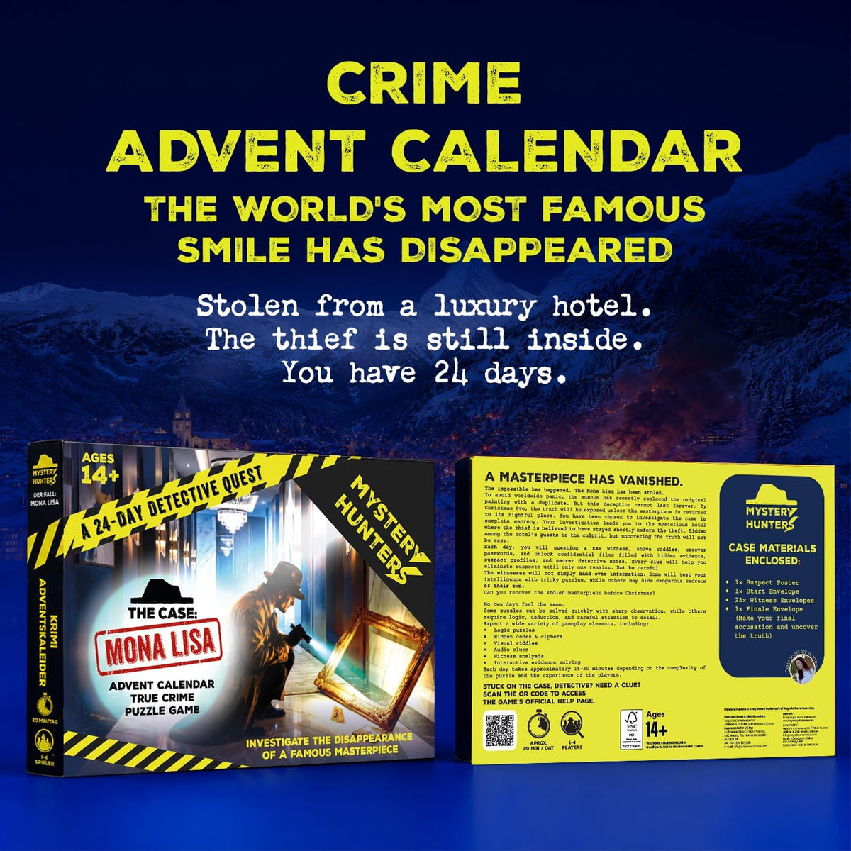 日英美直送 Mystery Stolen Mona Lisa Heist Case Advent Calendar 聖誕倒數日曆 大人款/兒童款 聖誕快樂特輯 不參與$900免運 滿$900可加$25免運到順豐站/智能櫃 Christmas Advent Calendars 2026
