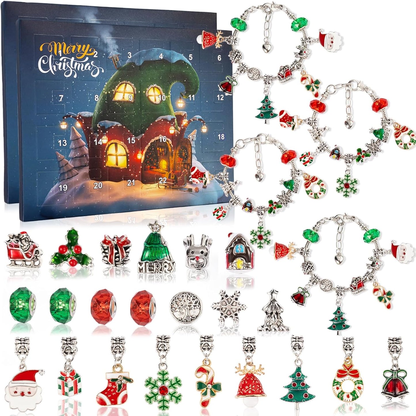 英美直送 DIY Jewelry Making Kit 聖誕倒數日曆 兒童款 聖誕快樂特輯 聖誕倒數日曆A 不參與$900免運 滿$900可加$25免運 Christmas Advent Calendars 2025