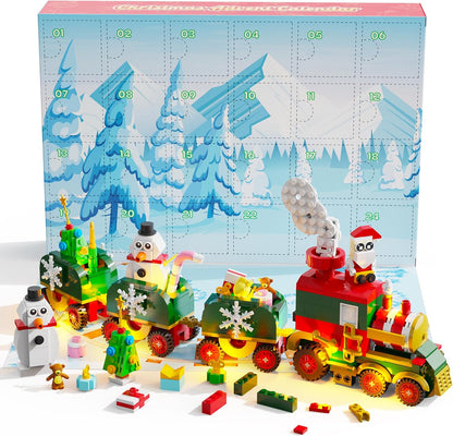 英美直送 LED Light Christmas Train Building Blocks Set 聖誕倒數日曆 兒童款 聖誕快樂特輯 聖誕倒數日曆A 不參與$900免運 滿$900可加$25免運 Christmas Advent Calendars 2025