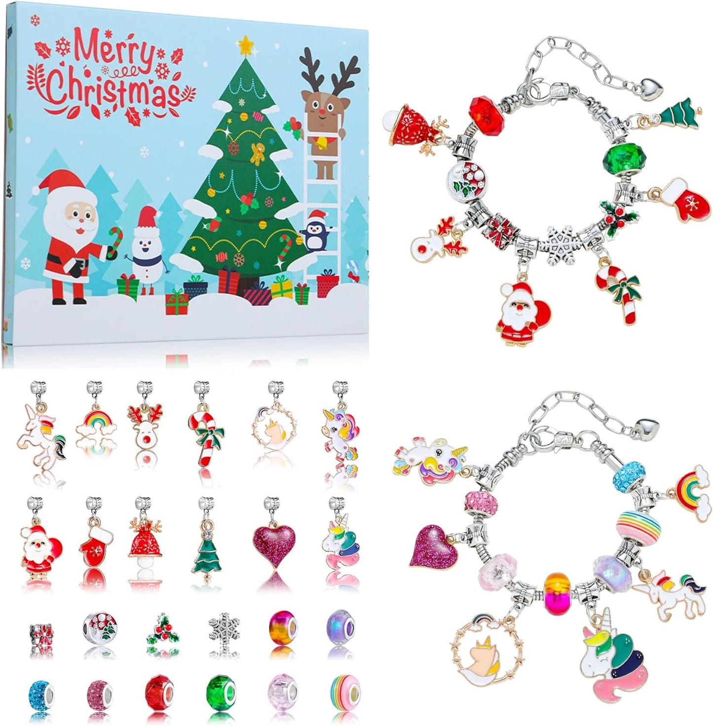 英美直送 DIY Charm Bracelets Kits 聖誕倒數日曆 兒童款 聖誕快樂特輯 聖誕倒數日曆A 不參與$900免運 滿$900可加$25免運 Christmas Advent Calendars 2025