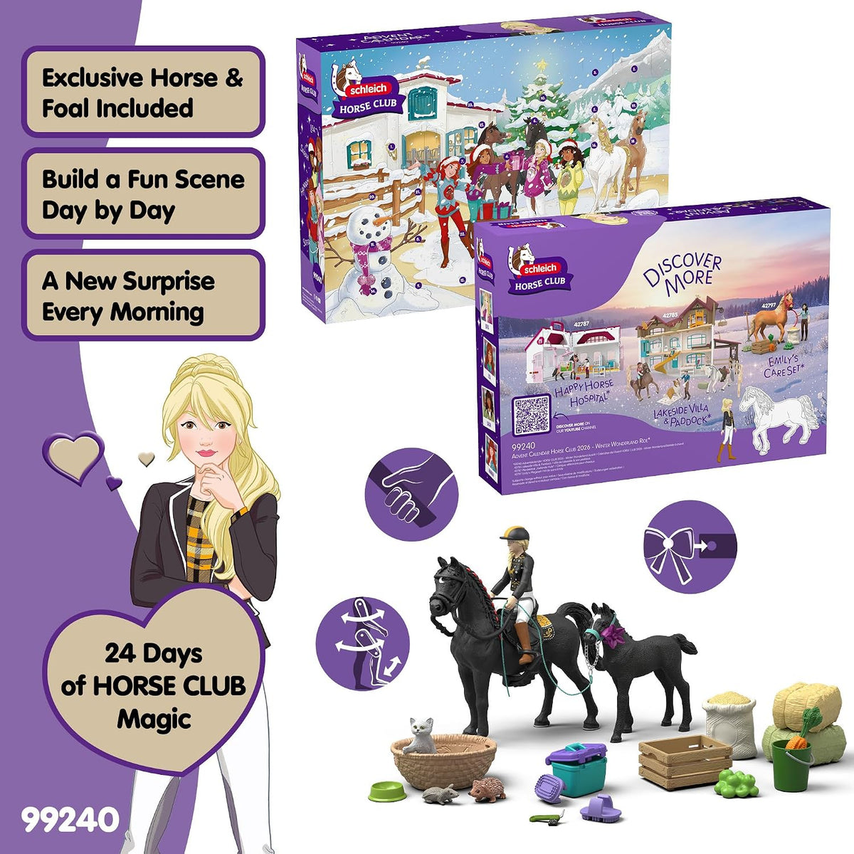 日英美直送 Schleich Horse Club Advent Calendar 聖誕倒數日曆 兒童款 聖誕快樂特輯 不參與$900免運 滿$900可加$25免運到順豐站/智能櫃 Christmas Advent Calendars 2026
