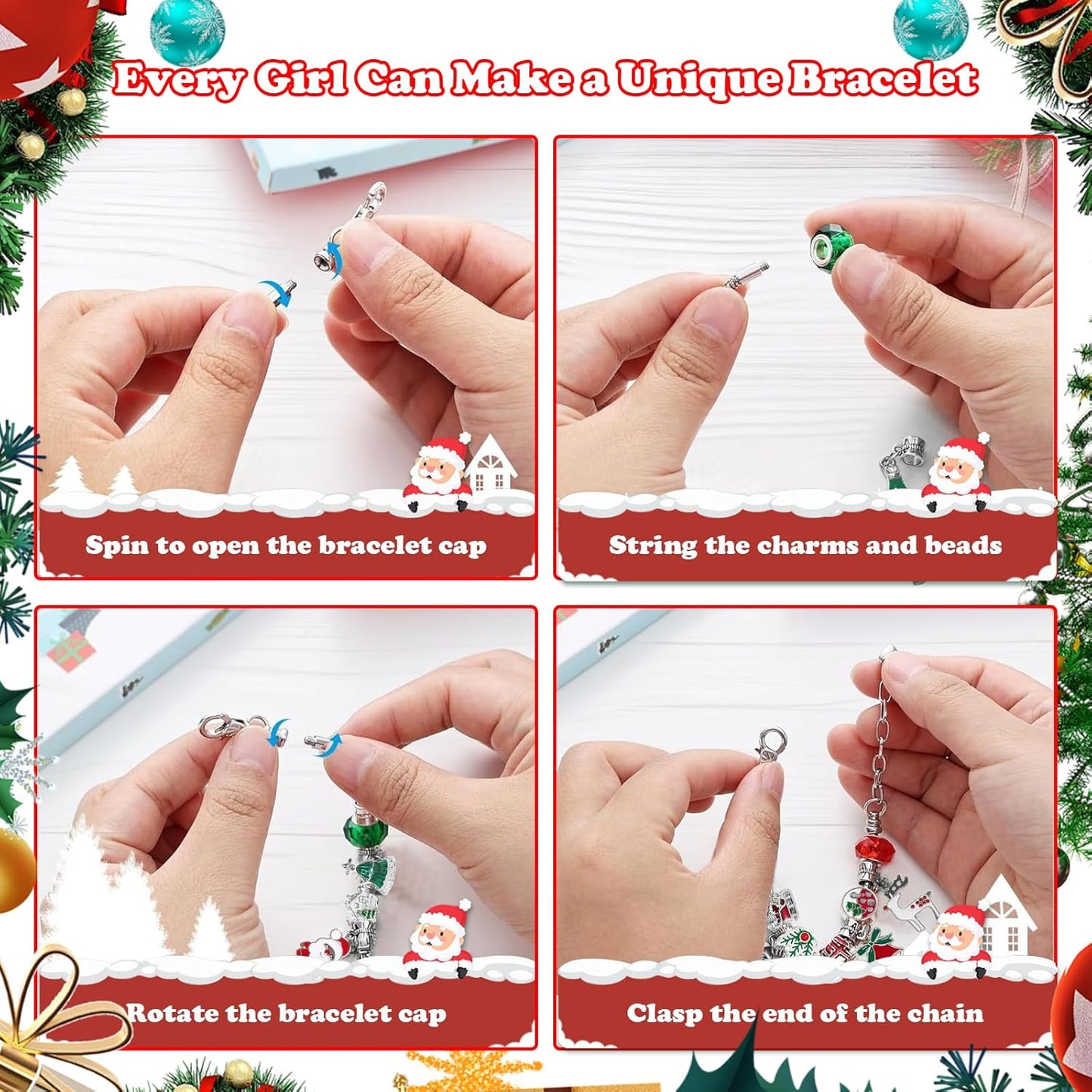 英美直送 DIY Charm Bracelets & necklaces Kits 聖誕倒數日曆 兒童款 聖誕快樂特輯 聖誕倒數日曆A 不參與$900免運 滿$900可加$25免運 Christmas Advent Calendars 2025