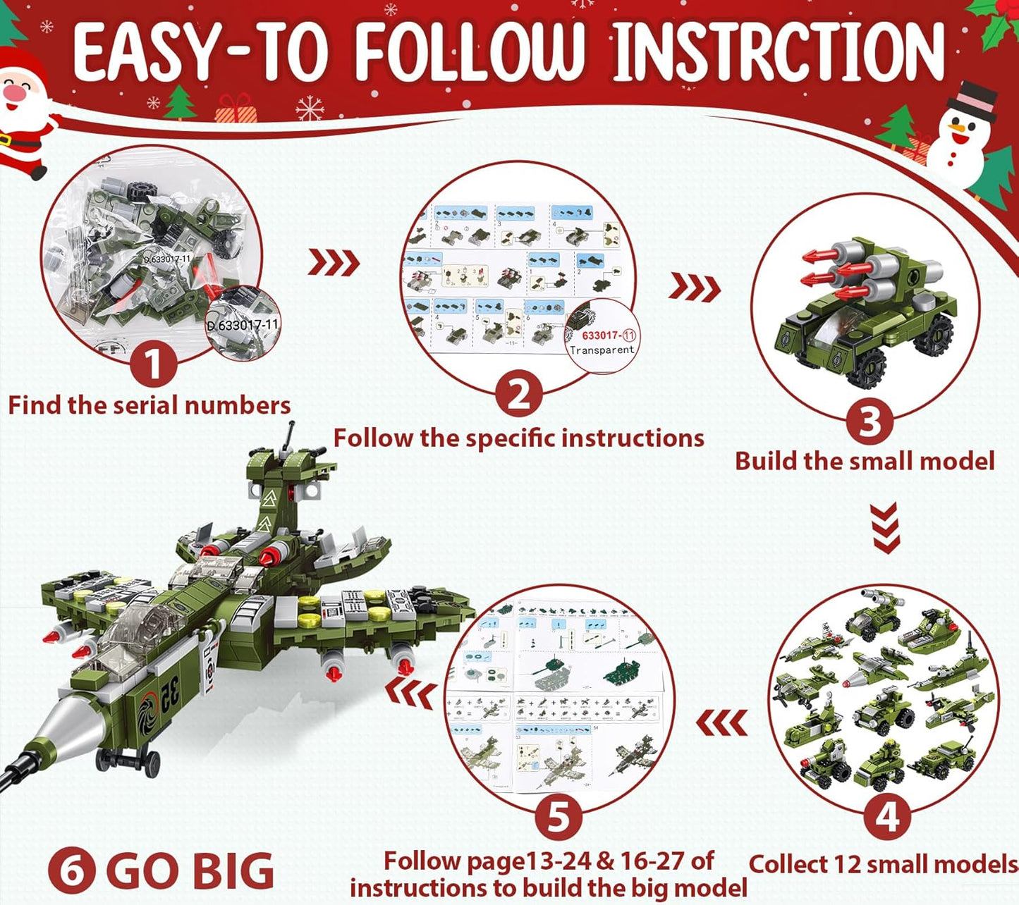 英美直送 STEM Military Toys Building Blocks 聖誕倒數日曆 兒童款 聖誕快樂特輯 聖誕倒數日曆A 不參與$900免運 滿$900可加$25免運 Christmas Advent Calendars 2025