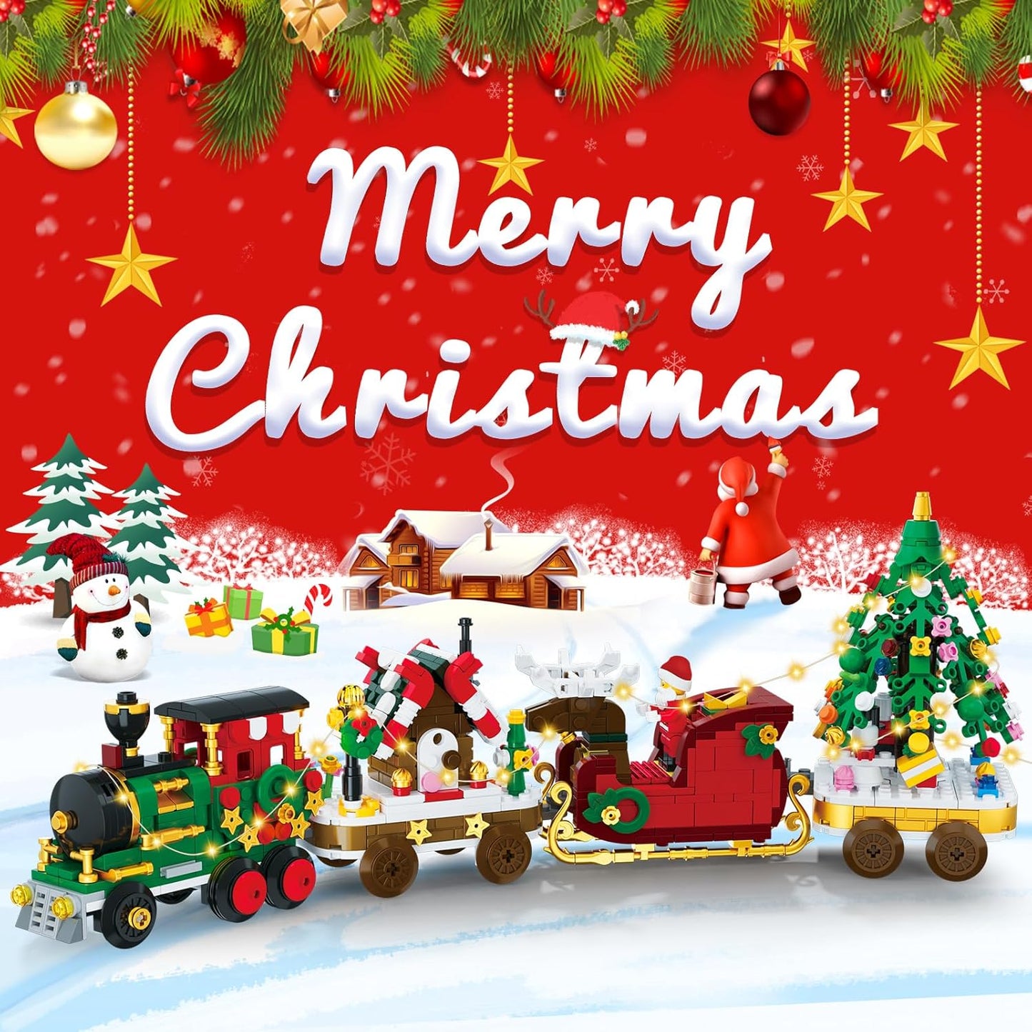 英美直送 LED Christmas Train Building Blocks Set 聖誕倒數日曆 大人款/兒童款 聖誕快樂特輯 聖誕倒數日曆A 不參與$900免運 滿$900可加$25免運 Christmas Advent Calendars 2025