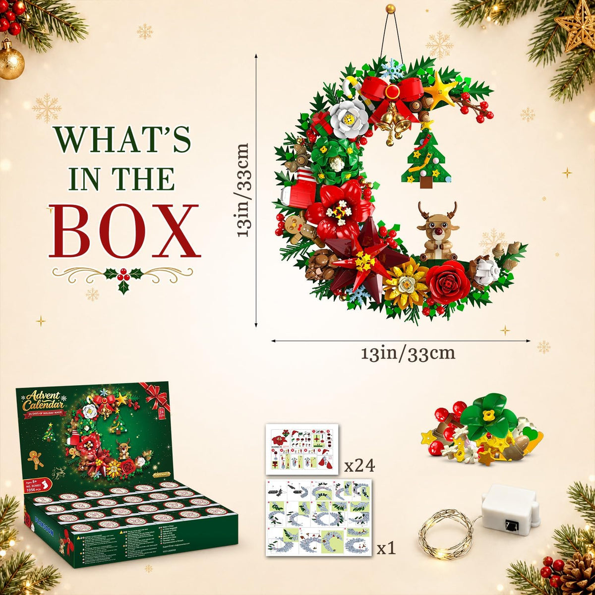 日英美直送 LED Christmas Moon Wreath Building Set Advent Calendar 聖誕倒數日曆 大人款/兒童款 聖誕快樂特輯 不參與$900免運 滿$900可加$25免運到順豐站/智能櫃 Christmas Advent Calendars 2026