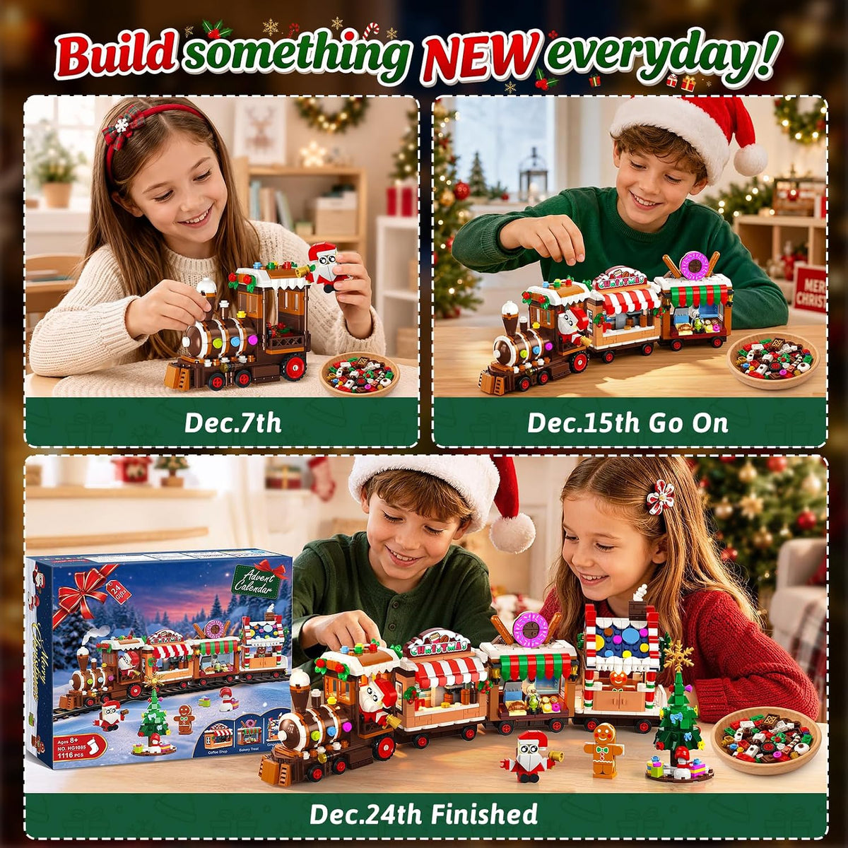 日英美直送 LED Gingerbread Train Building Toy Advent Calendar 聖誕倒數日曆 大人款/兒童款 聖誕快樂特輯 不參與$900免運 滿$900可加$25免運到順豐站/智能櫃 Christmas Advent Calendars 2026