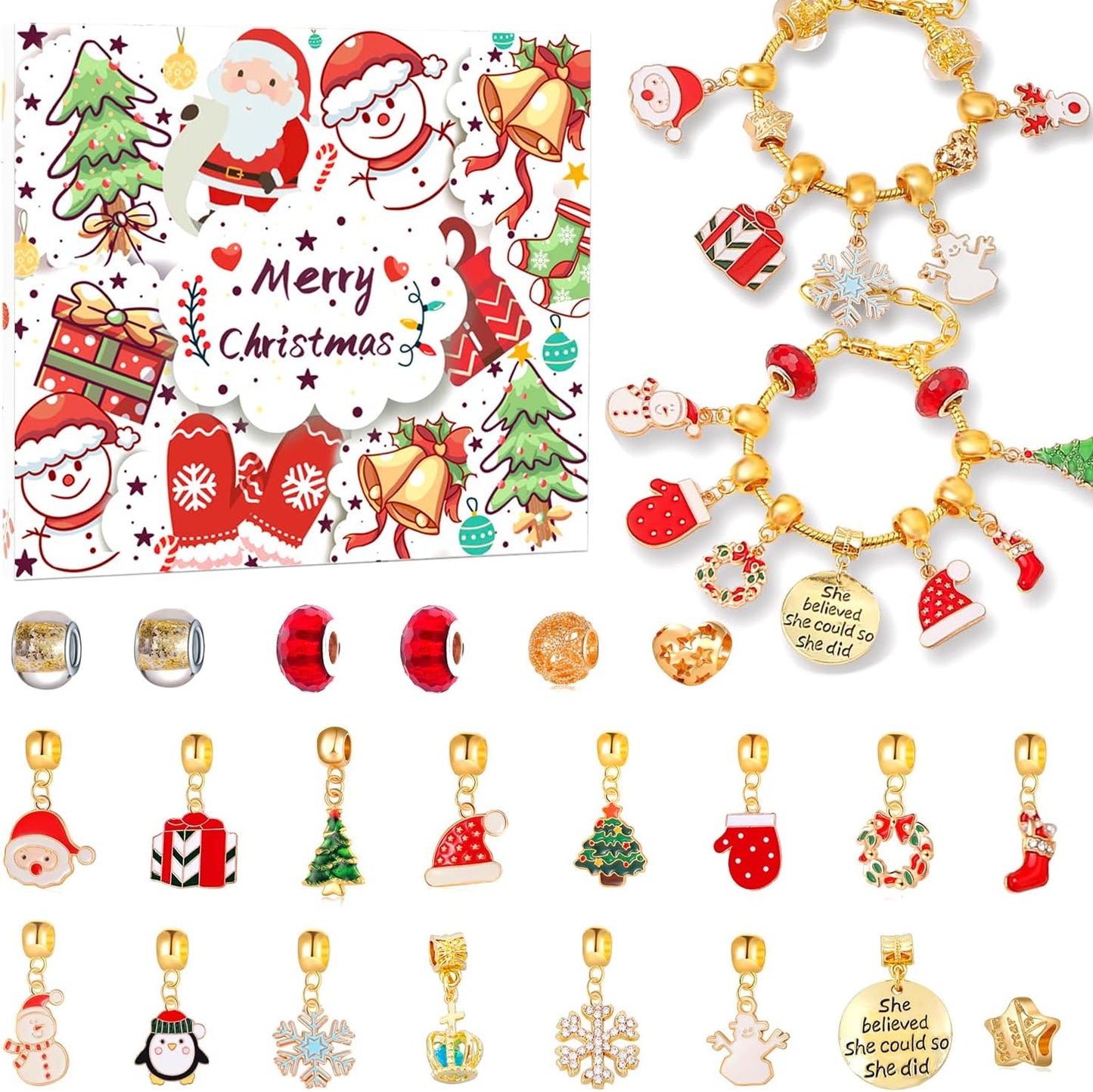 英美直送 DIY Jewelry Making Kit 聖誕倒數日曆 兒童款 聖誕快樂特輯 聖誕倒數日曆A 不參與$900免運 滿$900可加$25免運 Christmas Advent Calendars 2025