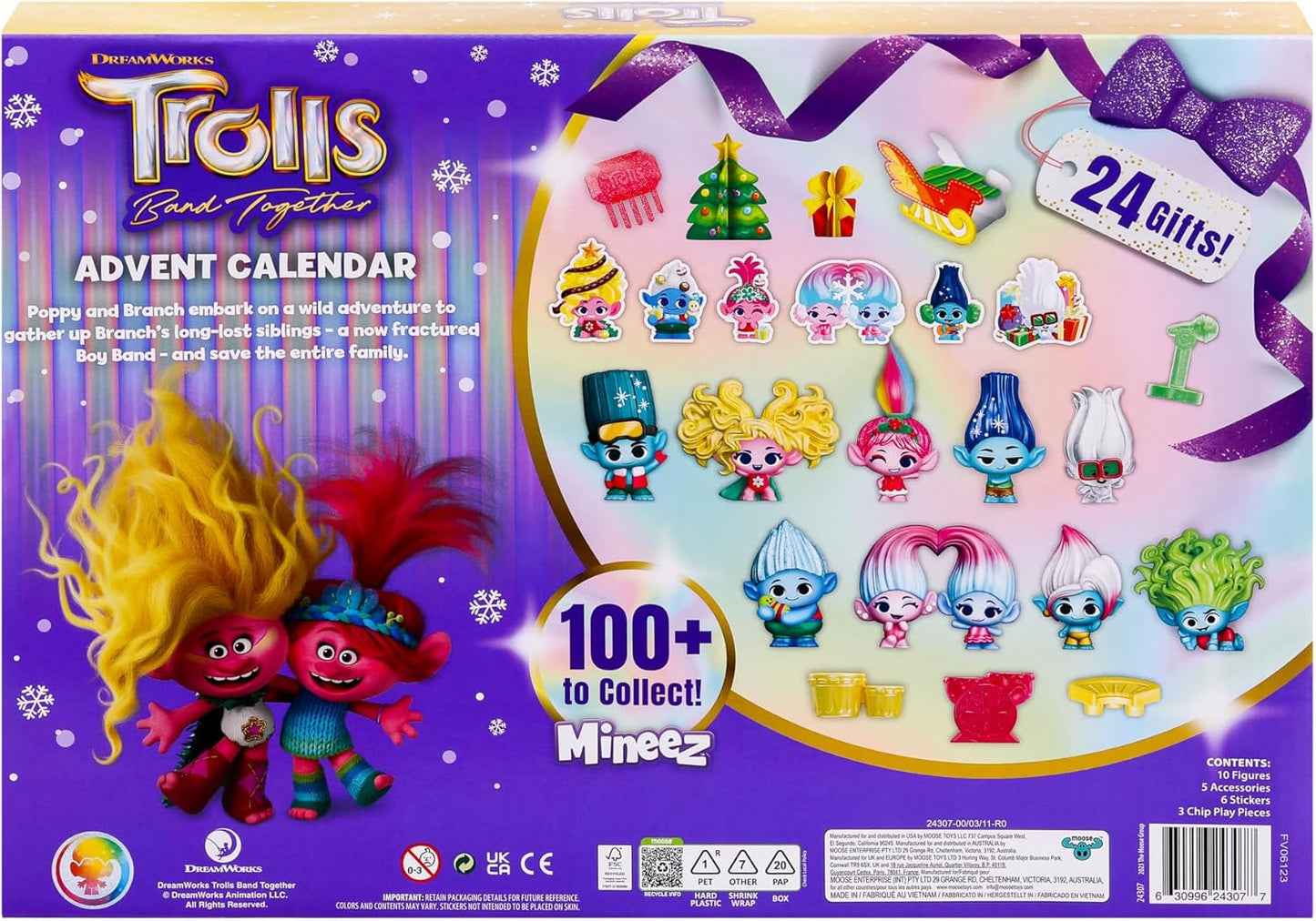 英美直送 DreamWorks Trolls Band Together Mineez 聖誕倒數日曆 兒童款 聖誕快樂特輯 聖誕倒數日曆A 不參與$900免運 滿$900可加$25免運 Christmas Advent Calendars 2025