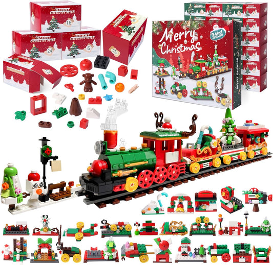 英美直送 Christmas Train Building Blocks Set 聖誕倒數日曆 大人款/兒童款 聖誕快樂特輯 聖誕倒數日曆A 不參與$900免運 滿$900可加$25免運 Christmas Advent Calendars 2025