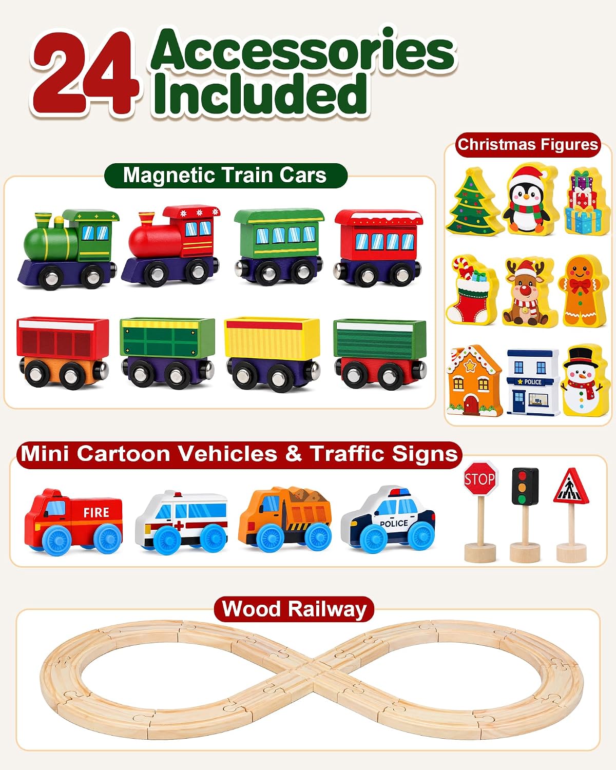 日英美直送 Wooden Magnetic Train Toy Advent Calendar 聖誕倒數日曆 兒童款 聖誕快樂特輯 不參與$900免運 滿$900可加$25免運到順豐站/智能櫃 Christmas Advent Calendars 2026