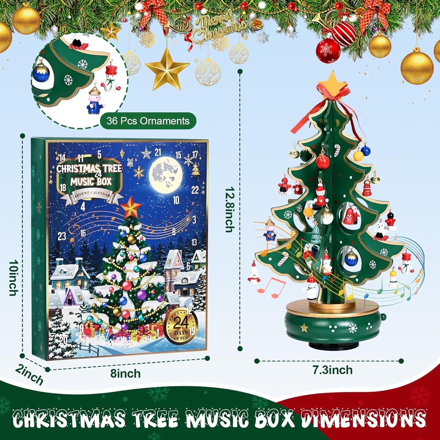 英美直送 Musical Wooden Christmas Tree 聖誕倒數日曆 大人款 聖誕快樂特輯 聖誕倒數日曆A 不參與$900免運 滿$900可加$25免運 Christmas Advent Calendars 2025