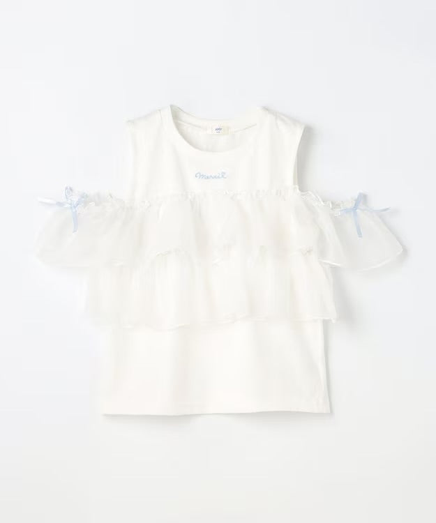 日本童裝 aF#a325 接觸冷感 3Way 露肩薄紗上衣 110-150cm 女童款 夏季 TOPS