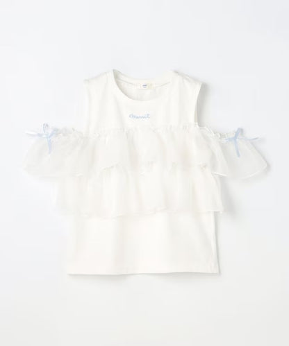 日本童裝 aF#a325 接觸冷感 3Way 露肩薄紗上衣 110-150cm 女童款 夏季 TOPS