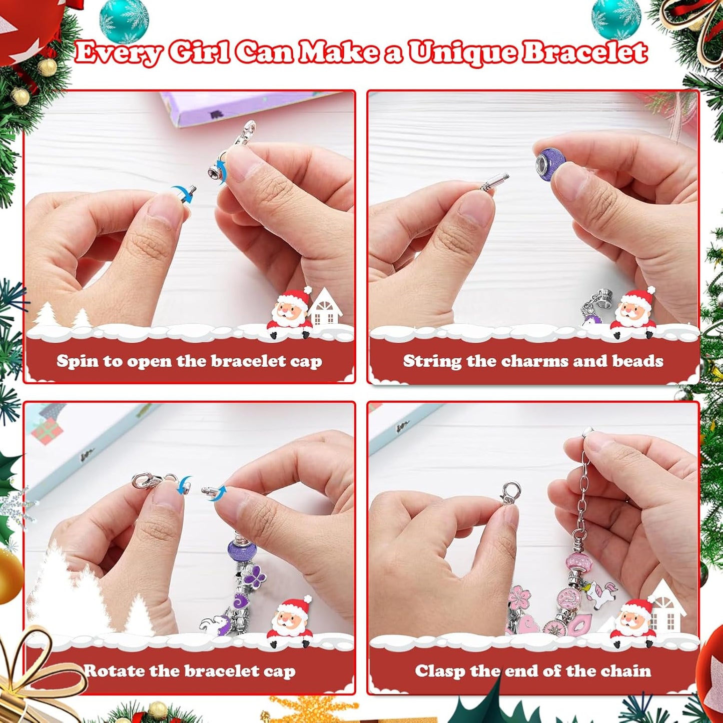 英美直送 DIY Charm Bracelets & Necklaces Kits 聖誕倒數日曆 兒童款 聖誕快樂特輯 聖誕倒數日曆A 不參與$900免運 滿$900可加$25免運 Christmas Advent Calendars 2025