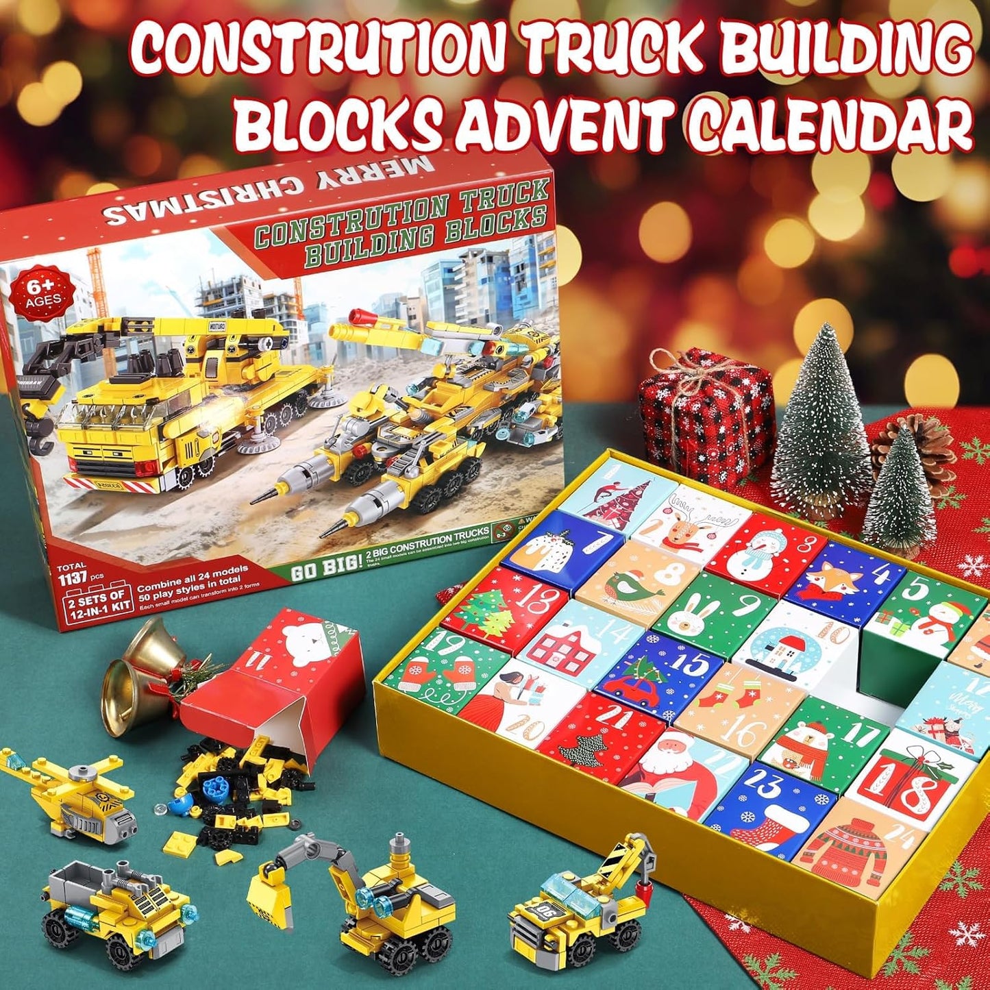 英美直送 STEM Construction Vehicles Building Blocks 聖誕倒數日曆 兒童款 聖誕快樂特輯 聖誕倒數日曆A 不參與$900免運 滿$900可加$25免運 Christmas Advent Calendars 2025
