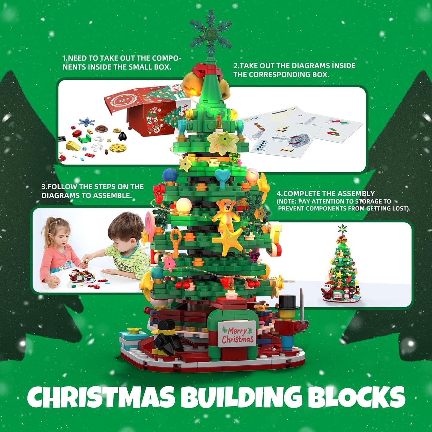 英美直送 LED Christmas Tree Building Blocks Set 聖誕倒數日曆 大人款/兒童款 聖誕快樂特輯 聖誕倒數日曆A 不參與$900免運 滿$900可加$25免運 Christmas Advent Calendars 2025