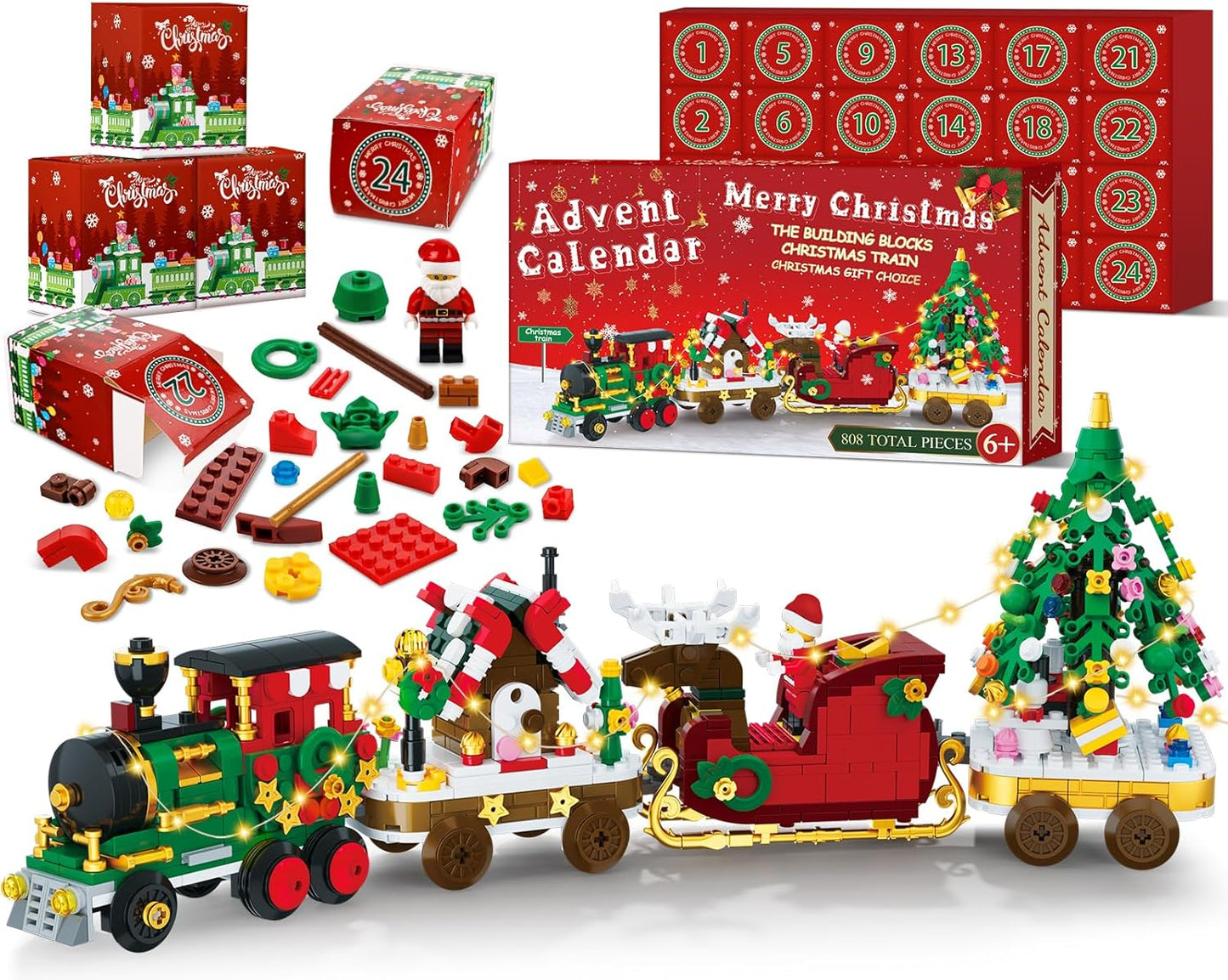 英美直送 LED Christmas Train Building Blocks Set 聖誕倒數日曆 大人款/兒童款 聖誕快樂特輯 聖誕倒數日曆A 不參與$900免運 滿$900可加$25免運 Christmas Advent Calendars 2025