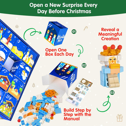 英美直送 Nativity Building Blocks Kits 聖誕倒數日曆 兒童款 聖誕快樂特輯 聖誕倒數日曆A 不參與$900免運 滿$900可加$25免運 Christmas Advent Calendars 2025