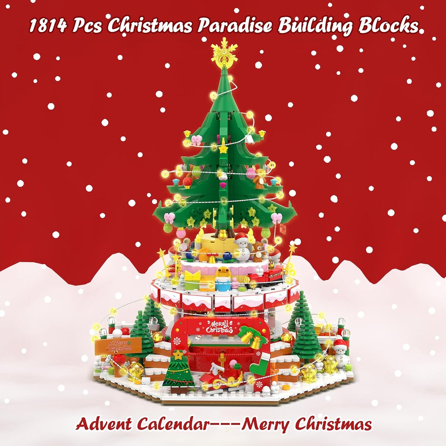 英美直送 LED Christmas Tree Paradise Building Toy Set 聖誕倒數日曆 大人款/兒童款 聖誕快樂特輯 聖誕倒數日曆A 不參與$900免運 滿$900可加$25免運 Christmas Advent Calendars 2025