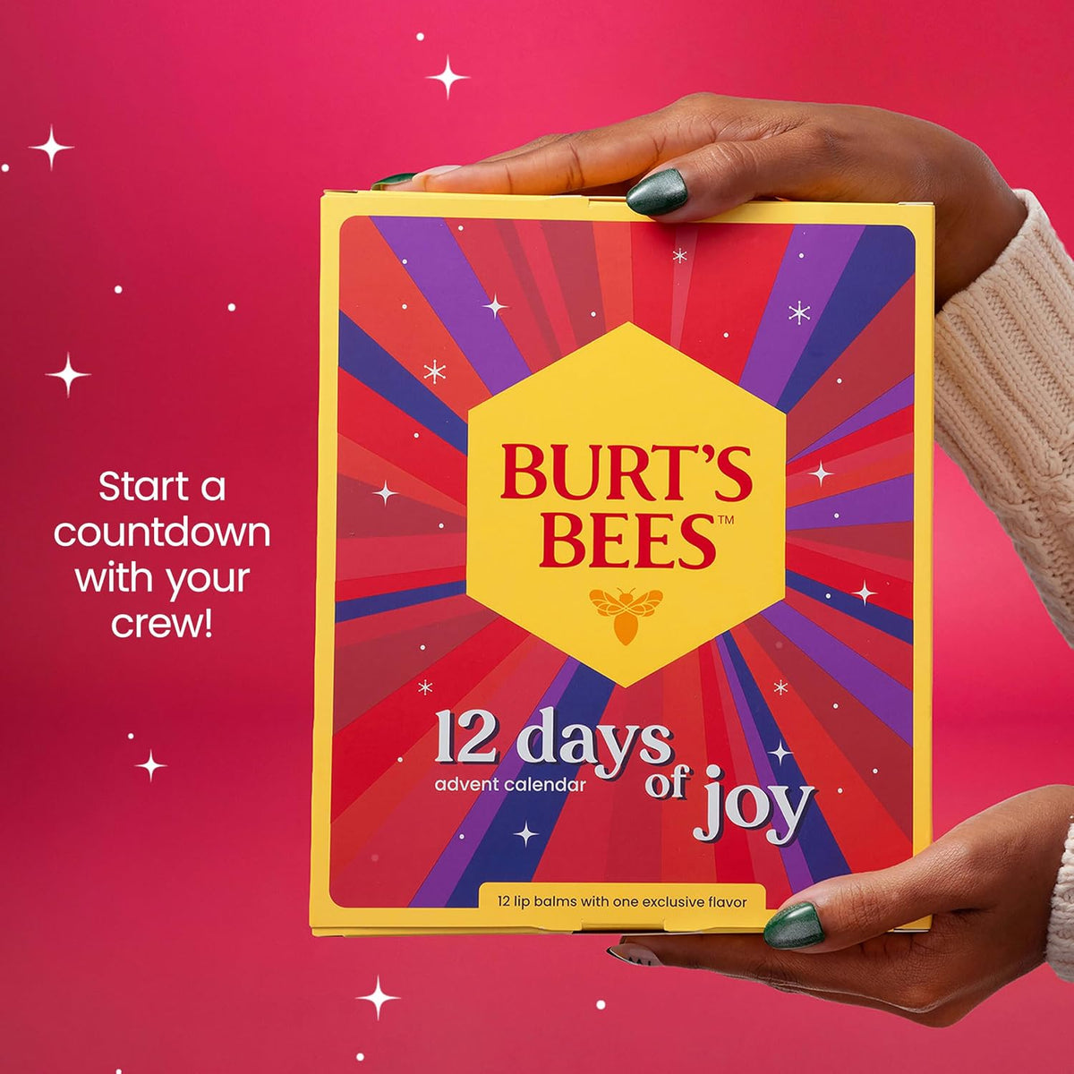 日英美直送 Burt's Bees Holiday Lip Balm 12 Day Advent Calendar 聖誕倒數日曆 大人款 聖誕快樂特輯 不參與$900免運 滿$900可加$25免運到順豐站/智能櫃 Christmas Advent Calendars 2026