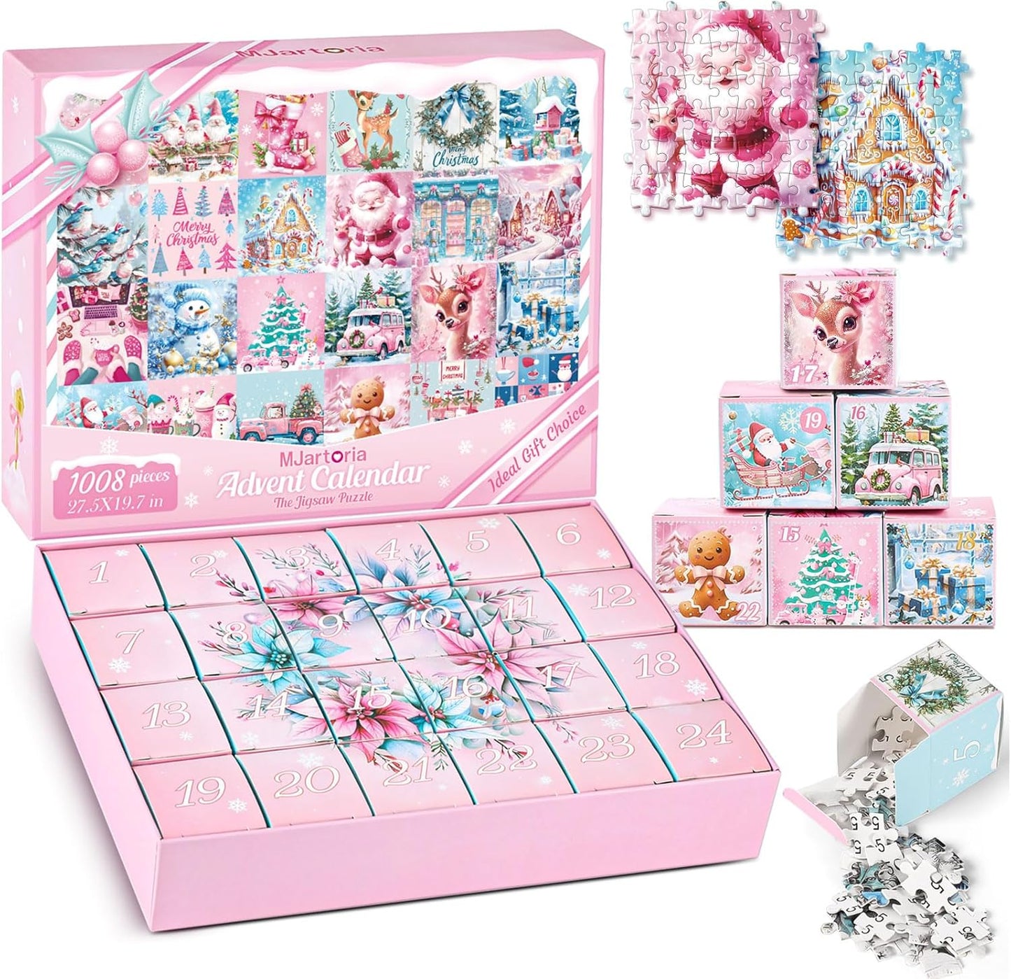 英美直送 Jigsaw Puzzles Pink Xmas 聖誕倒數日曆 大人款/兒童款 聖誕快樂特輯 聖誕倒數日曆A 不參與$900免運 滿$900可加$25免運 Christmas Advent Calendars 2025