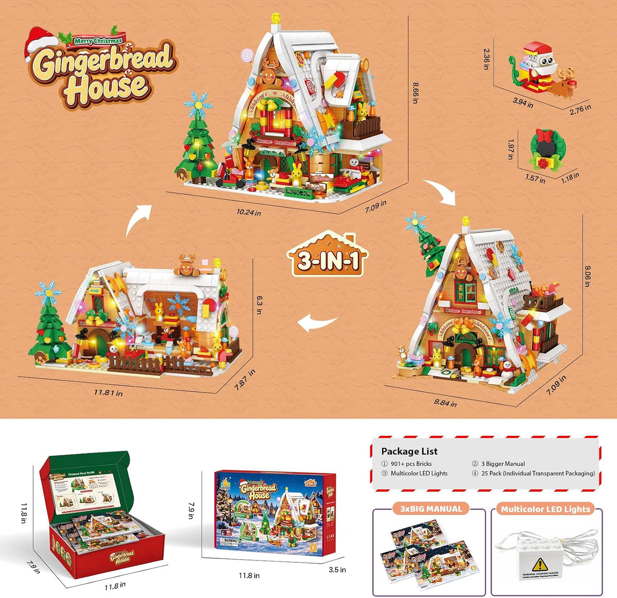 日英美直送 LED 3-in-1 Gingerbread House Building Set Advent Calendar 聖誕倒數日曆 大人款/兒童款 聖誕快樂特輯 不參與$900免運 滿$900可加$25免運到順豐站/智能櫃 Christmas Advent Calendars 2026