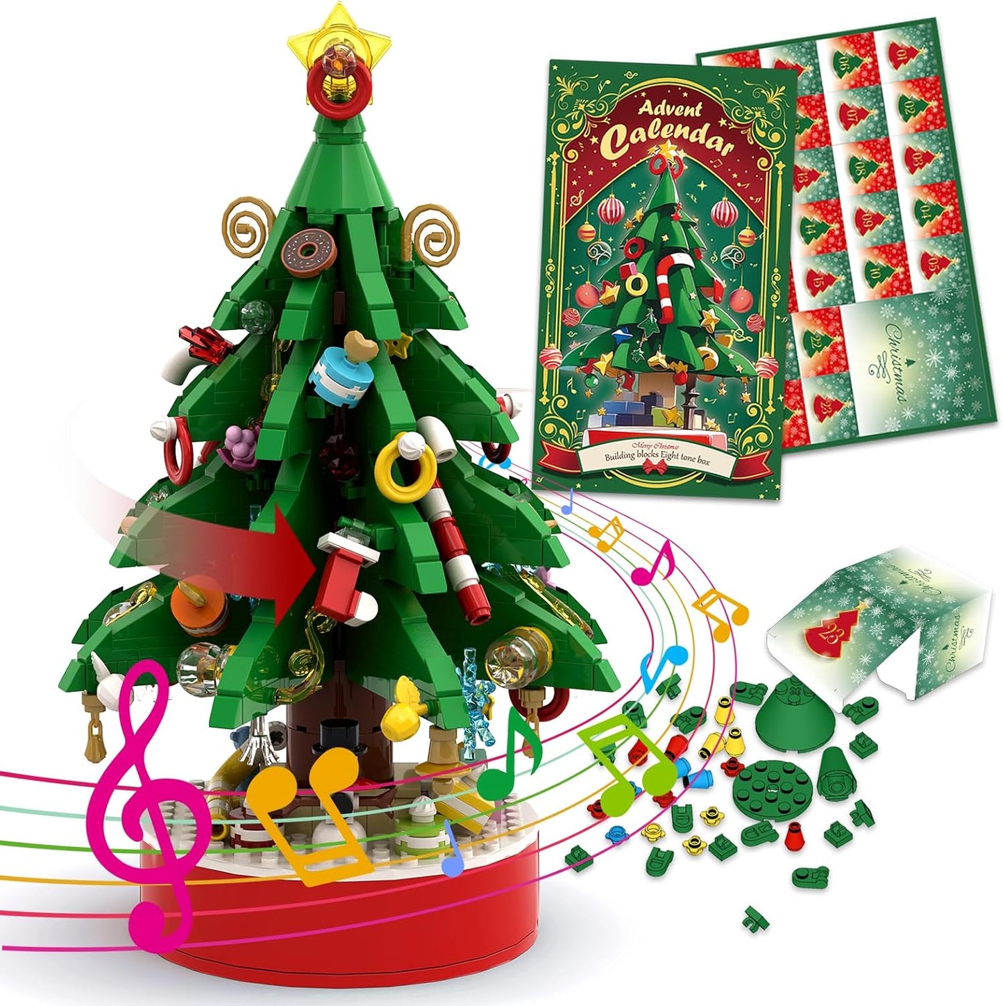 英美直送 Music Christmas Tree Building Blocks Set 聖誕倒數日曆 大人款/兒童款 聖誕快樂特輯 聖誕倒數日曆A 不參與$900免運 滿$900可加$25免運 Christmas Advent Calendars 2025