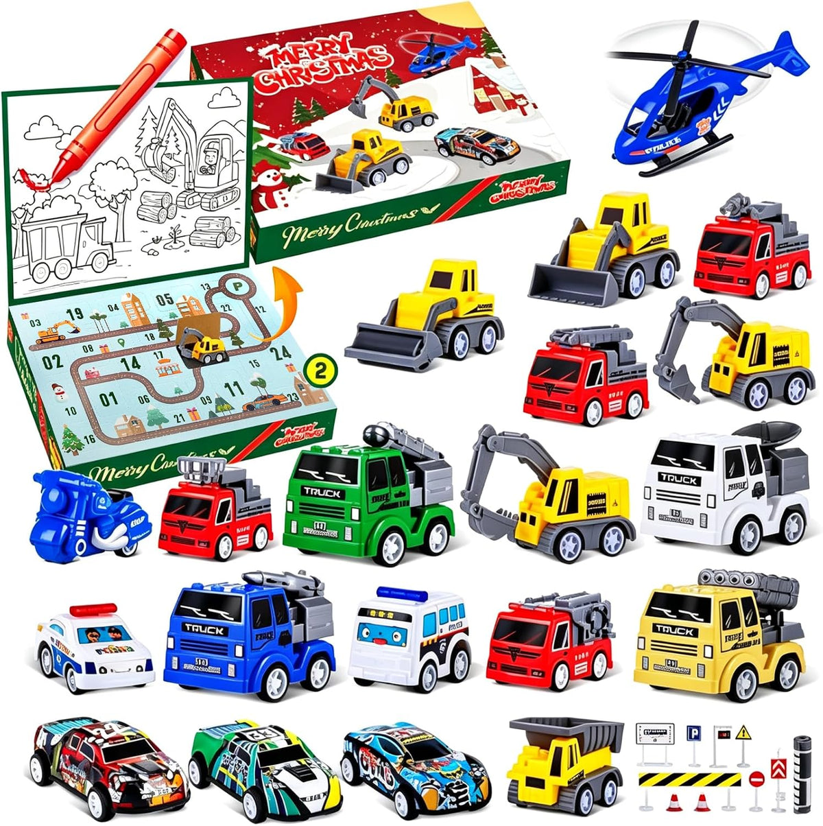 日英美直送 Racing Cars Truck Engineering Vehicles Advent Calendar 聖誕倒數日曆 兒童款 聖誕快樂特輯 不參與$900免運 滿$900可加$25免運到順豐站/智能櫃 Christmas Advent Calendars 2026