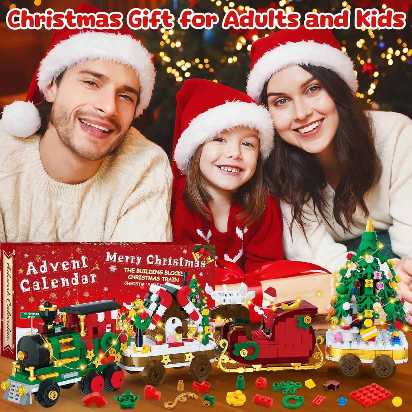 英美直送 LED Christmas Train Building Blocks Set 聖誕倒數日曆 大人款/兒童款 聖誕快樂特輯 聖誕倒數日曆A 不參與$900免運 滿$900可加$25免運 Christmas Advent Calendars 2025