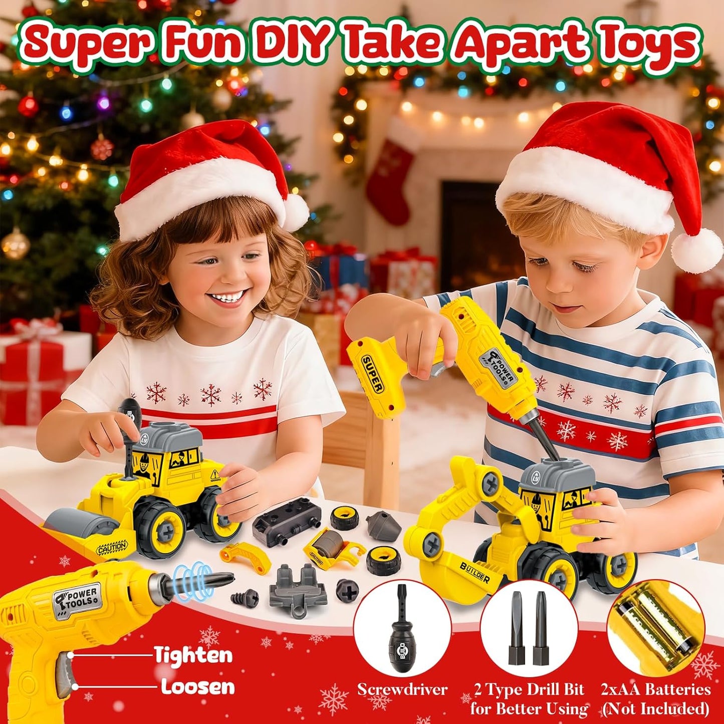 英美直送 Construction Car Toys with Electric Drill DIY Assembly Building STEM Toys 聖誕倒數日曆 兒童款 聖誕快樂特輯 聖誕倒數日曆A 不參與$900免運 滿$900可加$25免運 Christmas Advent Calendars 2025