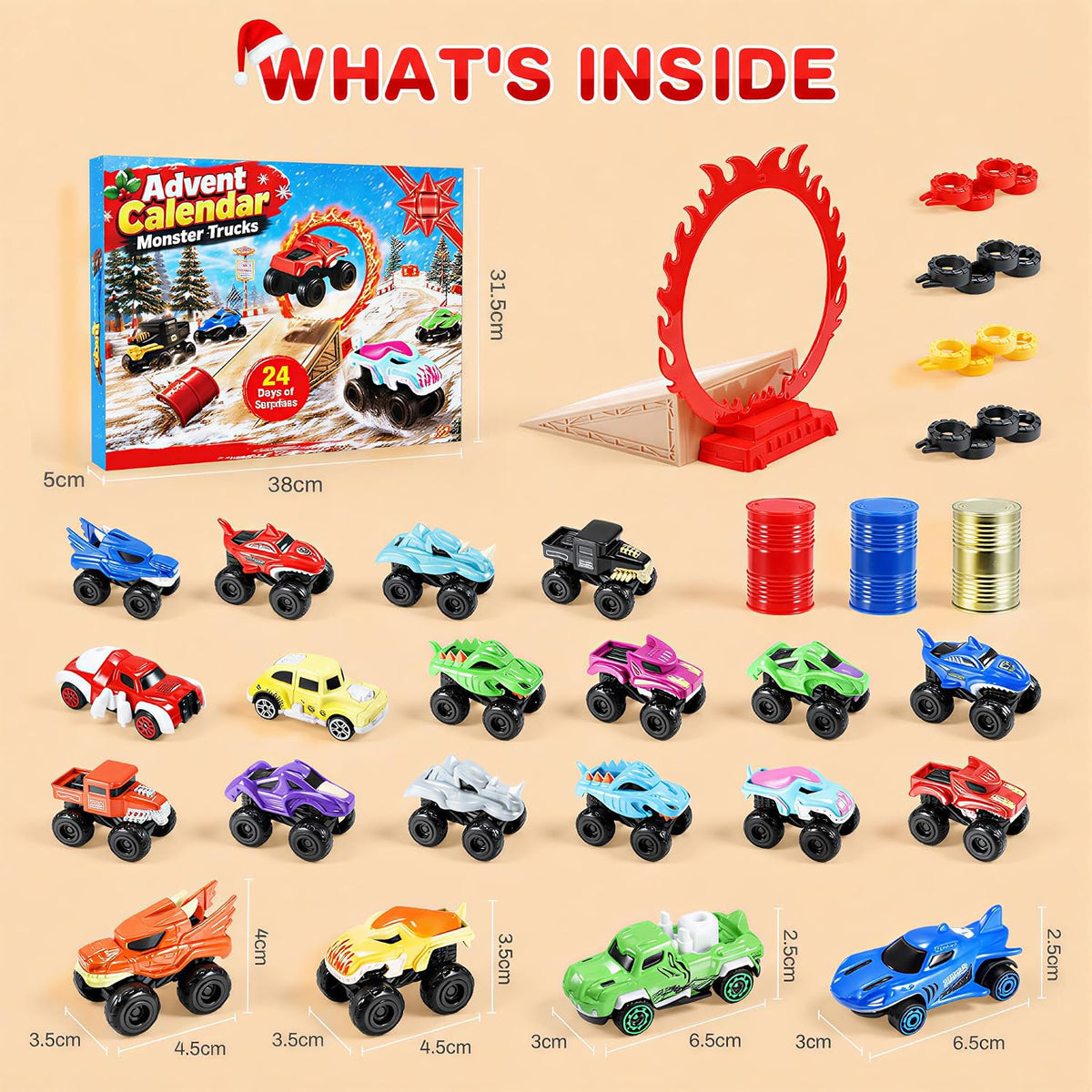 日英美直送 Mini Monster Trucks & Accessories Advent Calendar 聖誕倒數日曆 兒童款 聖誕快樂特輯 不參與$900免運 滿$900可加$25免運到順豐站/智能櫃 Christmas Advent Calendars 2026