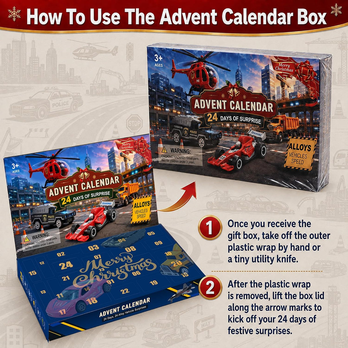 日英美直送 Alloy Cars Advent Calendar 聖誕倒數日曆 兒童款 聖誕快樂特輯 不參與$900免運 滿$900可加$25免運到順豐站/智能櫃 Christmas Advent Calendars 2026
