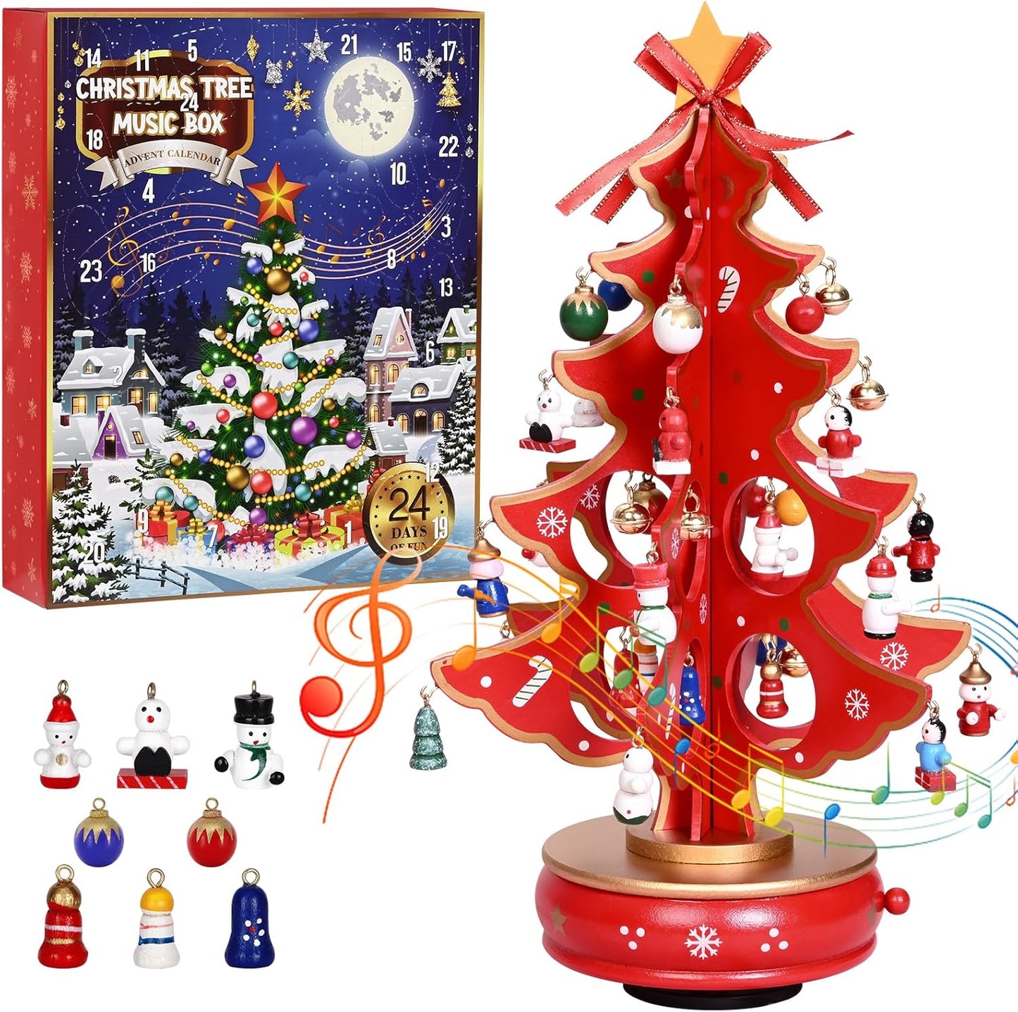 英美直送 Musical Wooden Christmas Tree 聖誕倒數日曆 大人款 聖誕快樂特輯 聖誕倒數日曆A 不參與$900免運 滿$900可加$25免運 Christmas Advent Calendars 2025