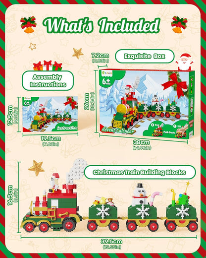 英美直送 LED Light Christmas Train Building Blocks Set 聖誕倒數日曆 兒童款 聖誕快樂特輯 聖誕倒數日曆A 不參與$900免運 滿$900可加$25免運 Christmas Advent Calendars 2025