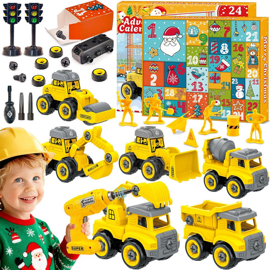 英美直送 Construction Car Toys with Electric Drill DIY Assembly Building STEM Toys 聖誕倒數日曆 兒童款 聖誕快樂特輯 聖誕倒數日曆A 不參與$900免運 滿$900可加$25免運 Christmas Advent Calendars 2025